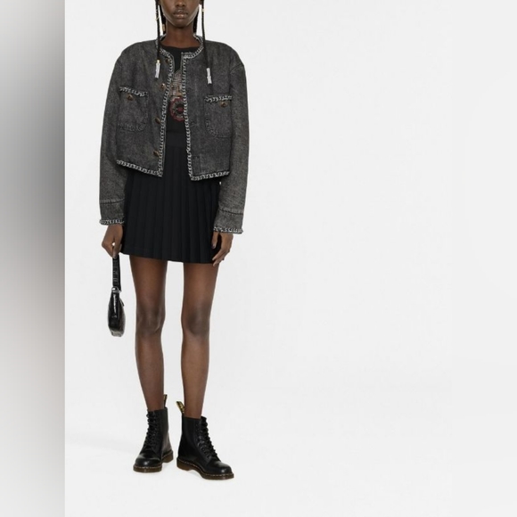 NWT R13 $2390 Chain Embelished Crop denim jacket - Picture 2 of 15